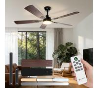 Aigostar Ventilador de Techo con Luz Silencioso 52″, Motor DC Reversible 33W, Mando a Distancia, 6 Velocidades, 3000K/4000K/6000K Regulable, Ideal para Dormitorio, Sala o Cocina, Ø132 cm, 2 PCS