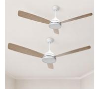 Aigostar Ventilador de Techo con Luz Silencioso 52″, Pack 2 | 20W LED, Motor DC Reversible 30W, Mando a Distancia, 6 Velocidades, 2700K/4000K/6000K Regulable, Ideal para Dormitorio, Sala