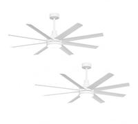 Aigostar Ventilador de Techo con Luz Silencioso 62″, Blanco, 2 Uds | 24W LED, Motor DC 55W，Reversible, Mando a Distancia, 6 Velocidades, 2700K-6500K Regulable