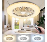Aigostar ventilador de techo con luz silencioso, Ventilador con Luz Lámpara LED con temporizador, función de memoria, ajuste de brillo y temperatura de color, Motor DC (ahorro de energía), Blanco