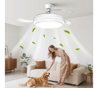 Aigostar Ventilador de Techo con Luz, Ventilador de techo con aspas retráctiles y luz LED, temperatura de color 2700K-6500K y brillo ajustables, función de temporizador, modos de verano e invierno