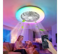 Aigostar Ventilador de Techo con Luz Wifi, Control de la Aplicación, Music Sync, LED 46W, 4800LM, 2700K-6500K y RGB Regulable, Lámpara Ventilador Techo Inteligente con Mando a Distancia