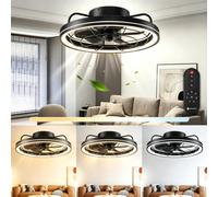 Aigostar Ventilador de Techo con Luz y Mando | Lampara con Ventilador de Techo, 60W, 4400LM, 2700K-6500K Regulable, Temporizador, DC Motor Silencioso, 5 Aspas, φ48cm, Negro