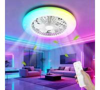 Aigostar Ventilador de Techo con Luz y Mando, Plafón LED 40W RGB+CCT Regulable, Motor Silencioso, 7 Aspas, Temporizador, 19.5" Blanco