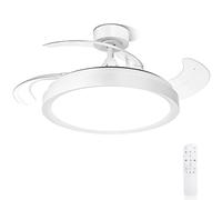 Aigostar Ventilador de Techo LED de 50W 5300LM, Aspas Retráctiles, CCT 2700K-6500K y Brillo Ajustable, con Control Remoto y Función Verano e Invierno(Blanco)