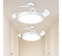 Aigostar Ventilador de Techo LED de 50W 5300LM, Aspas Retráctiles, CCT 2700K-6500K y Brillo Ajustable, con Control Remoto y Función Verano e Invierno(Blanco), 2 Uds