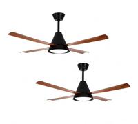 Aigostar ventilador de techo silencioso con luz 52", 2 Uds | 4 aspas de imitación de madera motor reversible uso en invierno y verano temporizador 6 velocidades ajuste de brillo y color