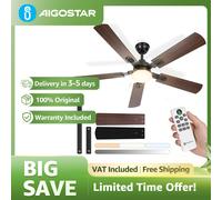 Aigostar Ventilador Techo 52" Silencioso | Motor DC Reversible 33W, Mando 6 Velocidades | Luz Regulable 3000K/4000K/6000K Ø132cm