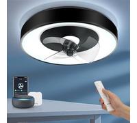 Aigostar Ventilador Techo con Luz LED Alexa - 40W, 4400LM, 2700K-6500K Regulable, Motor DC Silencioso, 6 Velocidades, Lampara Ventilador Techo Inteligente con Mando y Gateway, Ø50cm