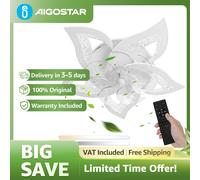 Aigostar Ventilador Techo Silencioso Flor 67cm Blanco | 40W LED Regulable 3000-6500K | Mando 6 Velocidades, Motor DC Reversible