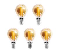 Aigostar Vintage Bombilla LED E14, 4W Equivalente a 37W, Blanco Cálido 2200K ,400lm, G45 Bombilla Filamento Led,Angulo de Apertura 360º,5 Pieza