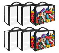 AIHSUMC Bolsa de almacenamiento de juguetes de 6 piezas - Organizador transparente de PVC impermeable con cremallera y asas para blocs y libros infantiles