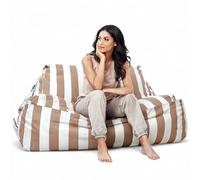 Aiire Puff Exterior de Lujo XXL - [180x140 cm] Puf Gigante con Relleno Incluido en Olefina Premium - Moderno Bean Bag para Piscina, Jardín o Terraza - Sofa de Suelo Interior o Exterior Beige