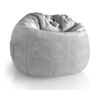 Aiire Puff Salon de Borreguito XXL - Diseño Contemporáneo con Asa, Relleno Incluido 250L - Puf Redondo XXL para Sala o Habitación Juvenil Gray
