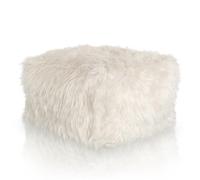 Aiire Puff Salon Moderno XXL - Puf con Relleno Incluido para Decoracion Habitacion Juvenil - Bean Bag Chair Reposapiés - Puffs Infantiles Grandes - Pelo Largo Blanco