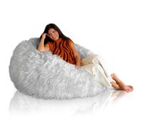 Aiire Puff Salon Moderno XXL - Puf con Relleno Incluido para Decoracion Habitacion Juvenil - Bean Bag Chair Infantil Gigante - Puffs Infantiles Grandes - Pelo Largo Gris