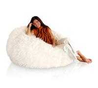 Aiire Puff Salon Moderno XXL - Puf con Relleno Incluido para Decoracion Habitacion Juvenil - Bean Bag Chair Infantil Gigante - Puffs Infantiles Grandes - Pelo Largo Blanco