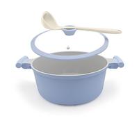 AIKENBBKK Olla de cocina 24 cm con tapa, 5L de aluminio antiadherente con revestimiento de cerámica, mango que permanece frío, apto para todo tipo de cocinas