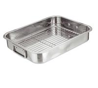 Ailan Bandeja de escurrido de acero inoxidable para,42x32x6.5 cm | Bandeja de escurrido de acero inoxidable para asar y hornear, cuadrada