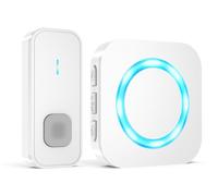 AIMAX Timbre Inalámbrico con 1 Emisor y 1 Receptor, Alcance de 400 m, IP55 Impermeable, 5 Niveles de Volumen / 55 Melodías, Apto para Interior y Exterior, Blanco