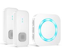 AIMAX Timbre inalámbrico con 2 transmisores y 1 Receptor, Kit de Timbre para Puerta de casa, 400 m de Alto Alcance, IP55 Resistente al Agua, 55 Tonos de Timbre, 5 Niveles de Volumen con Flash LED