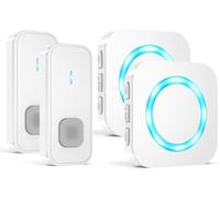 AIMAX Timbre inalámbrico con 2 transmisores y 2 receptores, Kit de Timbre para Puerta de casa, 400 m de Alto Alcance, IP55 Resistente al Agua, 55 Tonos de Timbre, 5 Niveles de Volumen con Flash LED