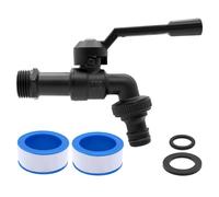 Aimeke Grifo de jardín de 1/2" de latón con esfera exterior resistente a las heladas -20℃, grifo de salida resistente al calor 120℃ con conexiones de manguera (Negro)