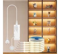 AIMENGTE COB LED Strip 1m, 6 rollos 12 V blanco cálido Paneles acústicos Cortable COB LED Strip, con interruptor táctil y regulador manual, para vitrinas de vino, estanterías, armarios
