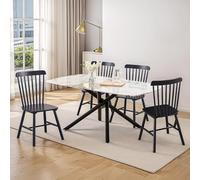 Aimerive Black Windsor - Juego de 4 sillas de comedor de madera, juego de 4 sillas de comedor de eje negro para comedor