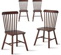 Aimerive Walnut Windsor - Juego de 4 sillas de comedor de madera de nogal para cocina y comedor