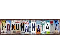 Aimlayton Letrero de metal «Hakuna Matata», 10,2 x 40,7 cm, placa tropical retro para dormitorio, baño, decoración con buenas ondas