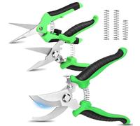 Ainiv 3PCS Tijeras de Podar Jardín, Tijeras Podars Manuales Alta | Resistencia Mango Antideslizante Recubierto de PP Ligero y Ergonómico para Podar Plantas, Setos, Flores y Vides(Verde)