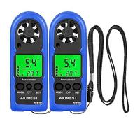 AIOMEST Mini Medidor de Velocidad del Viento de Mano, Anemómetro Digital HAVC, Anemómetro Medidor de Viento con MAX/AVG, Sensación Térmica, Retroiluminación para Drone Vela Pesca, AI-816B (2 PAQUETES)