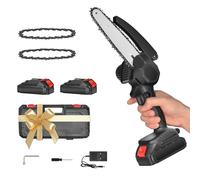 AIOMEST Mini Motosierra Bateria 8000mAh, 6 Pulgadas Motosierra Eléctrica 2 Baterías de Gran Capacidad y 2 Cadenas, Podar Arboles Motosierra de Mano Mini Motosierra Pequeña Para Jardin