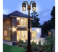 Aioneer Lamp Post Lights Outdoor,Outdoor Column 2-Lights Black Aluminum Glass Road Lamps Traditional Victorian Exterior Watertight Patio Landscape Street (Height: 2M)