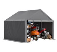 AIORBER, garaje para bicicletas de 305x296x233 cm, cobertizo para herramientas, toldo para garaje, tienda de almacenamiento, cobertizo de jardín, resistente a la intemperie, con puerta enrollable para