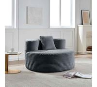 AIORBER: Sillón tipo puff con cojín, tapizado en tela de cuerda, ideal para salones, dormitorios y habitaciones de juegos, color gris oscuro
