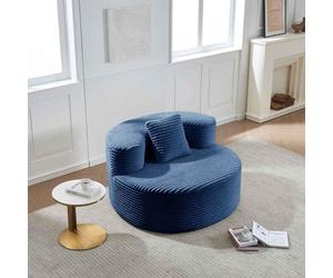 AIORBER: Sillón tipo puff con cojín, tapizado en tela de cuerda, ideal para salones, dormitorios y habitaciones de juegos, color azul