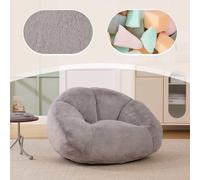 AIORBER: Sillón tipo puff de felpa suave, sillón grande con forro de imitación piel, antideslizante, cómodo sillón para sala de estar o dormitorio, sin necesidad de montaje, color gris claro
