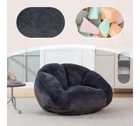 AIORBER: Sillón tipo puff de felpa suave, sillón grande con revestimiento de imitación piel, antideslizante, cómodo sillón para sala de estar o dormitorio, sin necesidad de montaje, color carbón