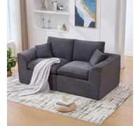 AIORBER Sofá moderno de dos plazas, diseño minimalista, tapizado en tela con cojines. Sofá cómodo para el salón, diseño nórdico, sofá de descanso para dos personas, color gris oscuro