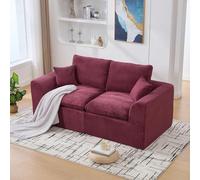 AIORBER Sofá moderno de dos plazas, diseño minimalista, tapizado en tela con cojines. Sofá cómodo para el salón, diseño nórdico, sofá de descanso para dos personas, color burdeos
