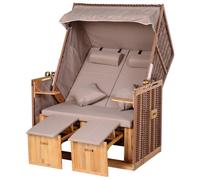 AIORBER, tumbona tipo "strandkorb" para 2 personas, 118x79x150 cm, con respaldo ajustable, resistente a la intemperie, ideal para balcón o terraza, color beige
