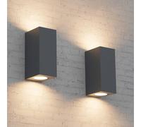 Aipsun 2 piezas Cuadrado Lámpara pared Exterior/Interior Antracita | GU10 IP65 Impermeable Luz de Pared Aplique Exterior,Aplique de exterior moderno para terraza, jardín, pasillo(sin bombilla)