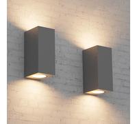 Aipsun 2 piezas Cuadrado Lámpara pared Exterior/Interior Gris oscuro | GU10 IP65 Impermeable Luz de Pared Aplique Exterior,Aplique de exterior moderno para terraza, jardín, pasillo(sin bombilla)