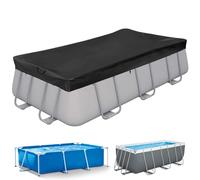 Aipwerer Cubre Piscina Rectangular 420D 305x205x30cm 300x200cm con Cordón | Negro, 420D Oxford, con Cordón Ajustable, Impermeable, Anti-UV y Resistente al Desgarro, para INTEX y BESTWAY