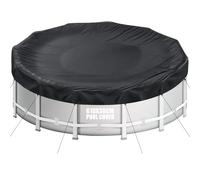Aipwerer Cubre Piscinas Redondas Ø610x30cm para 550-610cm con Cordón | Negro, 420D Oxford, con Cordón Ajustable, Impermeable, Anti-UV y Resistente al Desgarro, para INTEX y BESTWAY