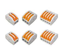 Aiqeer 50 Piezas Palanca Tuerca Cable Conectores Kit, Conector de Cable Conductor Compacto, Rápido Resorte Conector Bloque Terminal (PCT-212, PCT-213, PCT-215)