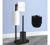 AIQII Soporte para Papel Higiénico y Escobilla de Inodoro de Acero Inoxidable - Stand Con Cepillo