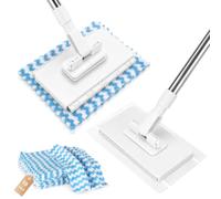 AiQInu 100cm Fregona a Pinza con 10 Paños de Microfibra, Mini Fregona, Mopas de Limpieza Suelos sin Contacto con la Suciedad, Mopa Mini para Pisos, Vidrios, Paredes, Cocina